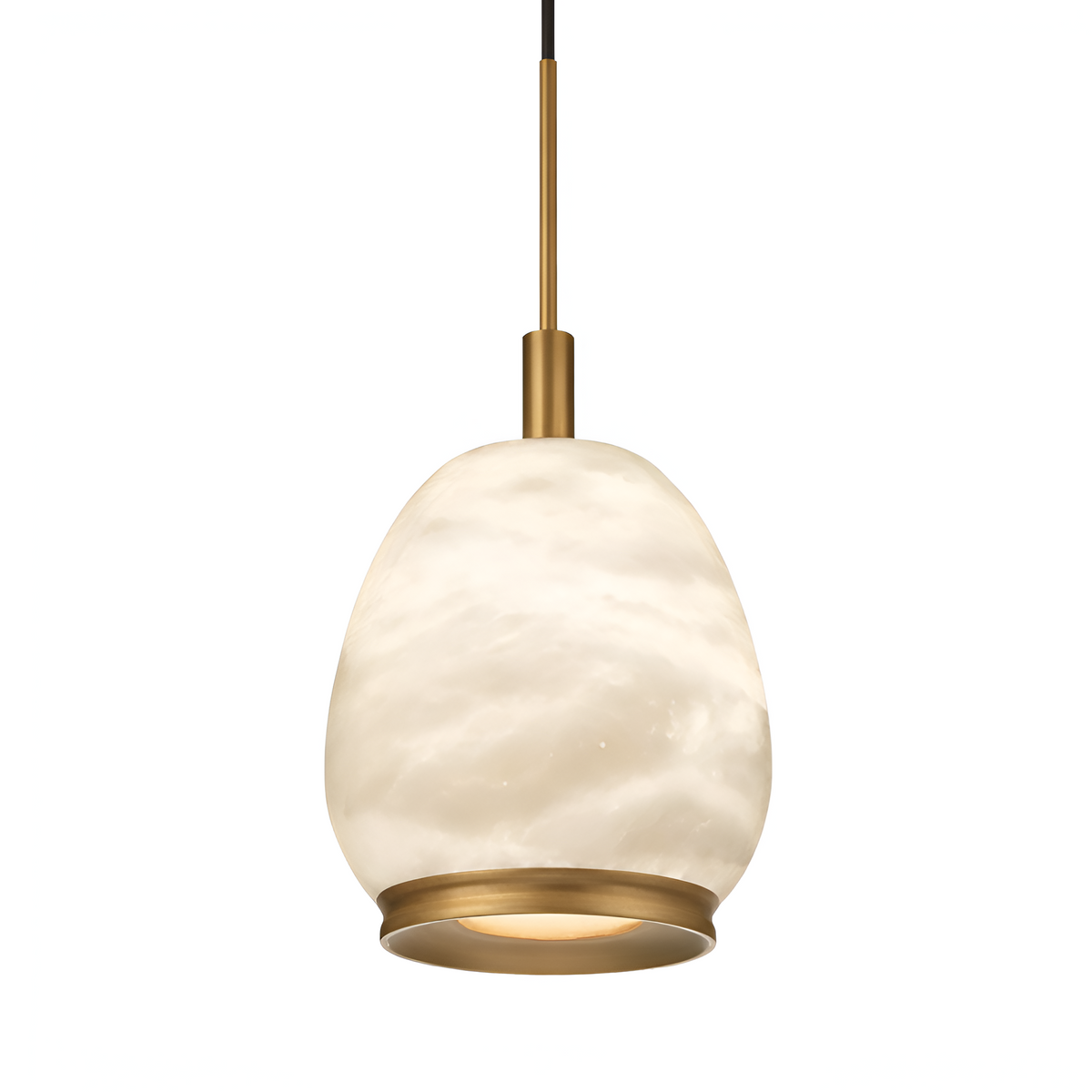 Aurevia LED Alabaster Drop Pendant Light - Brushed Brass