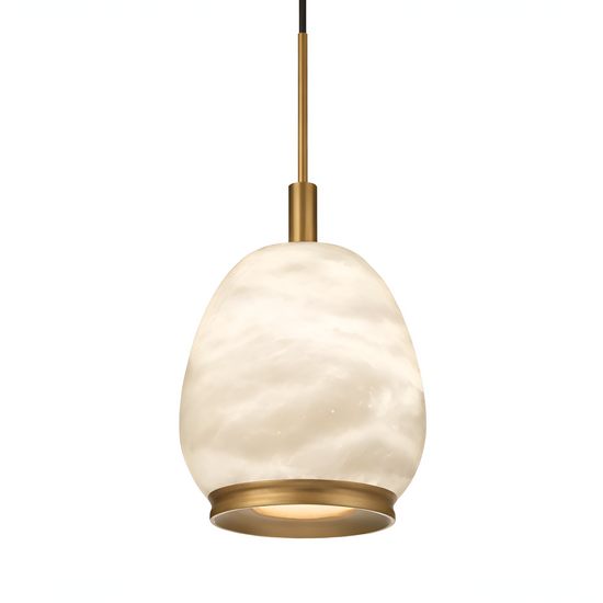 Aurevia LED Alabaster Drop Pendant Light - Brushed Brass