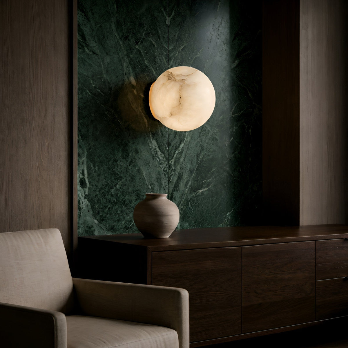 Alviora Alabaster Sphere Wall Light