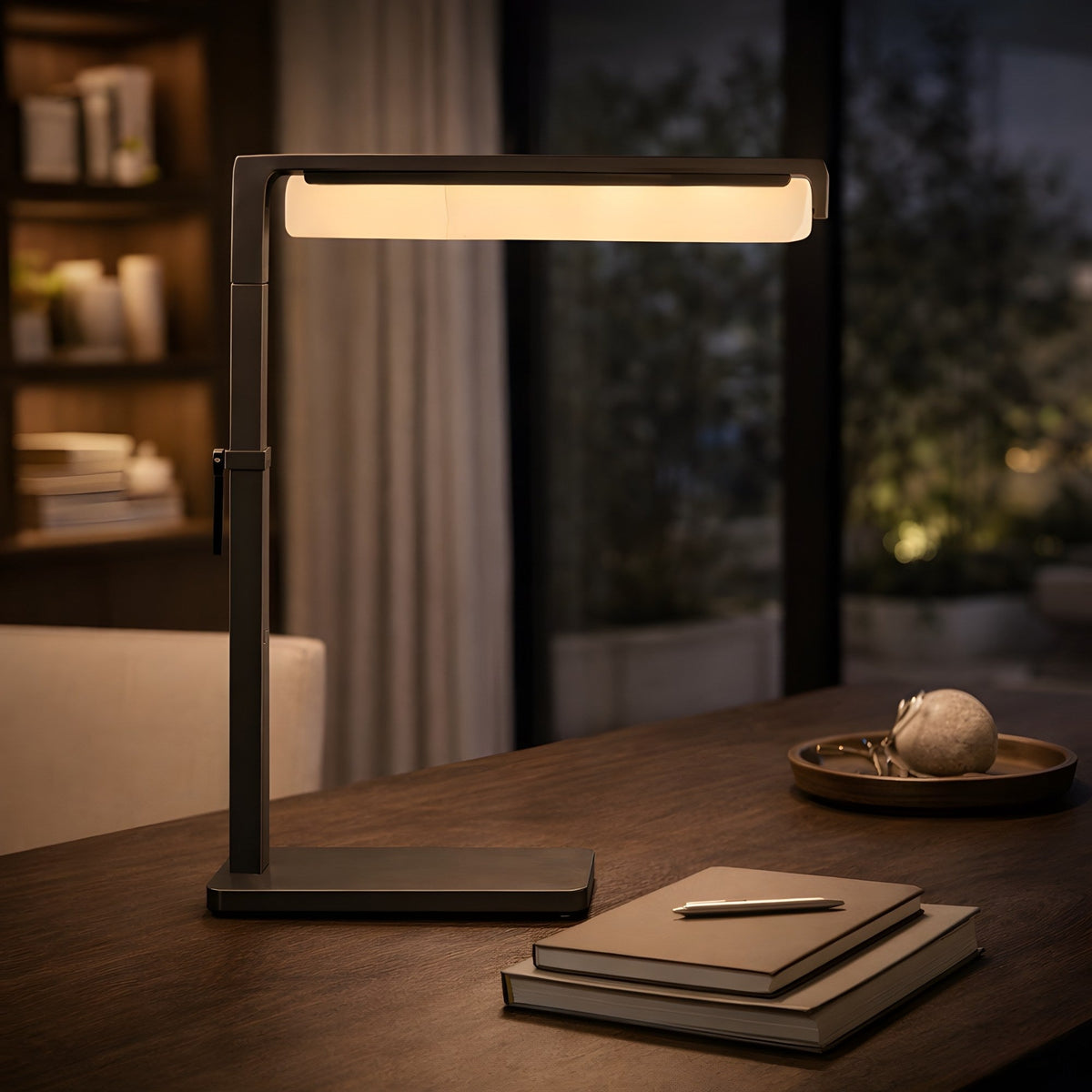 Linea LED Alabaster Table Lamp - Matte Black