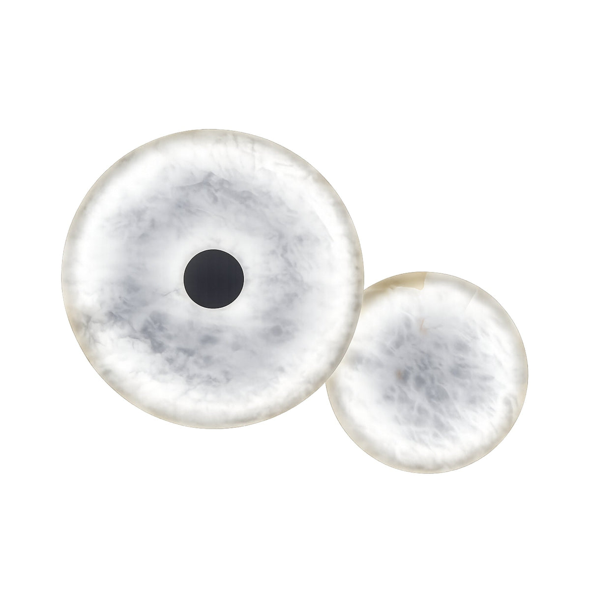 Solmira LED Dual Disc Alabaster Wall Light - Soft White & Brushed Brass
