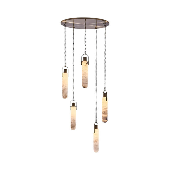 Orluna 5 Light LED Alabaster Cluster Chandelier - Chrome