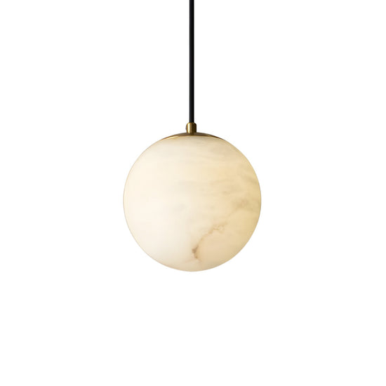 Lyvane Small Alabaster Globe Pendant Light - Brushed Brass