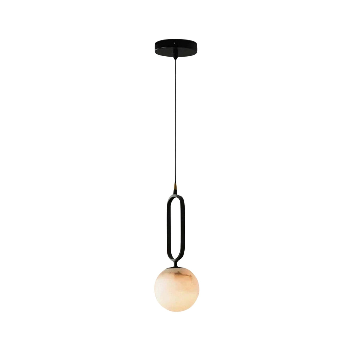 Orvyn Small Alabaster Globe Pendant Light - Matte Black
