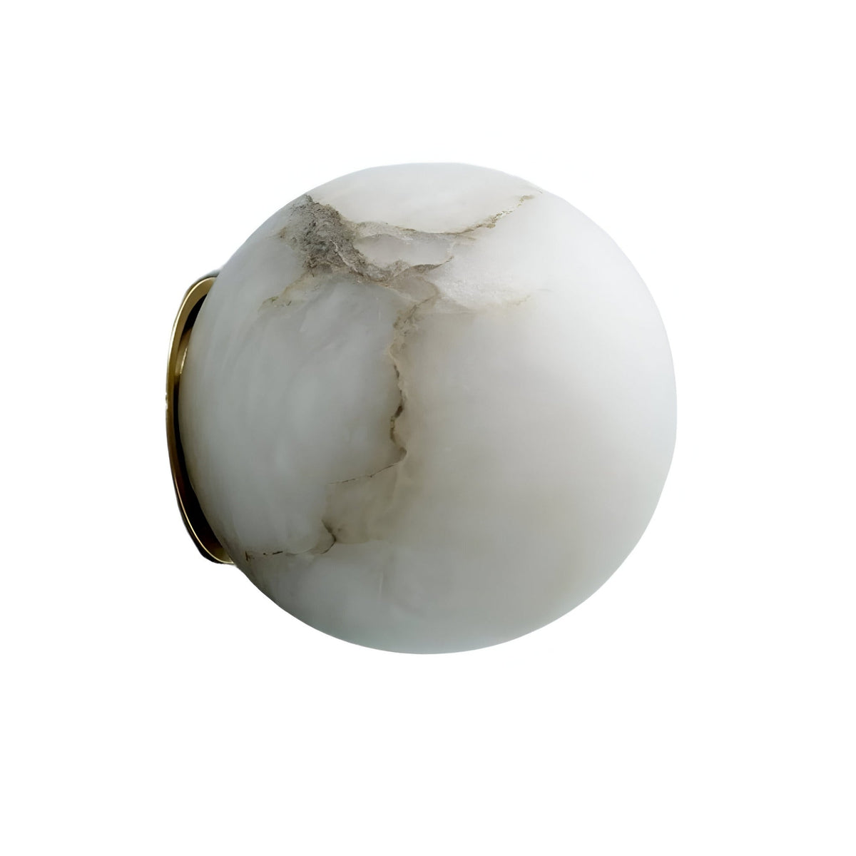 Alviora Small Circular Alabaster Wall Light - Soft White & Brass