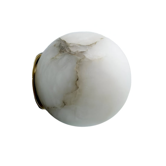 Alviora Small Circular Alabaster Wall Light - Soft White & Brass