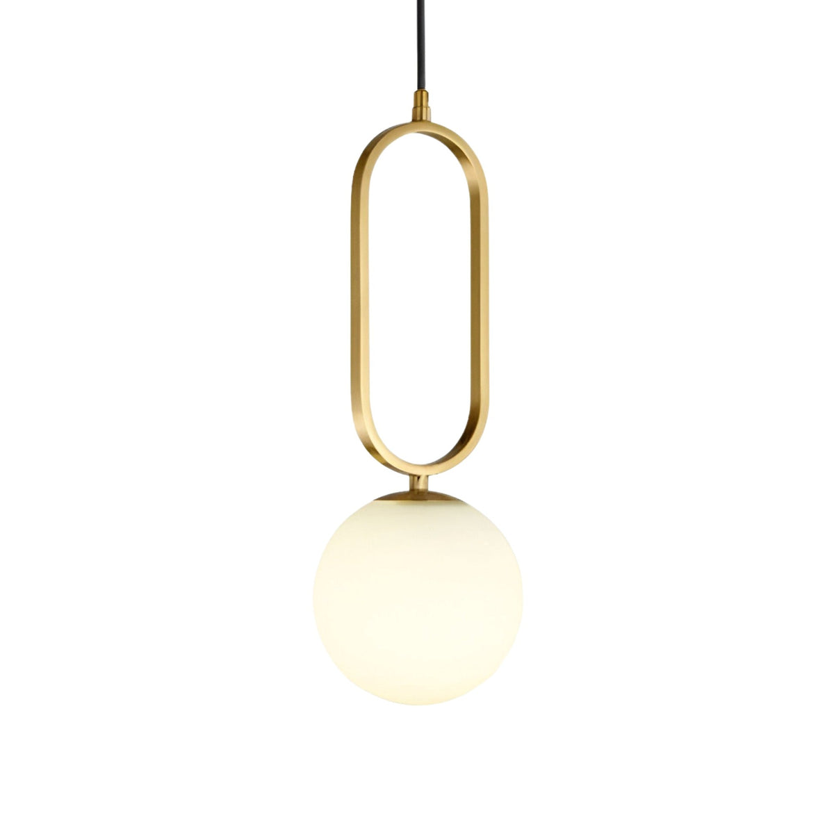 Orvyn Small Globe Alabaster Pendant Light - Soft White & Brushed Brass