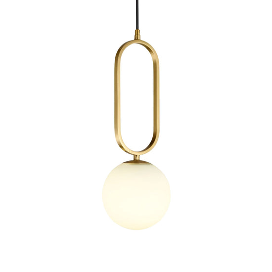 Orvyn Small Globe Alabaster Pendant Light - Soft White & Brushed Brass