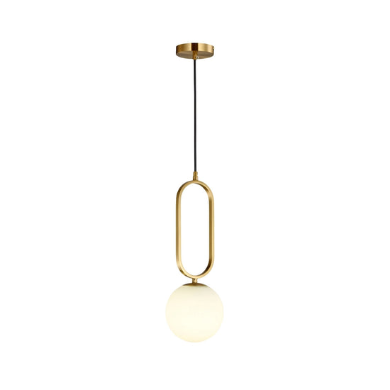 Orvyn Small Globe Alabaster Pendant Light - Soft White & Brushed Brass