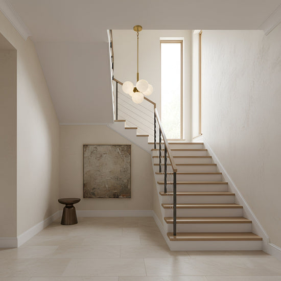 Astra 5 Light Alabaster Chandelier - Soft White & Brushed Brass