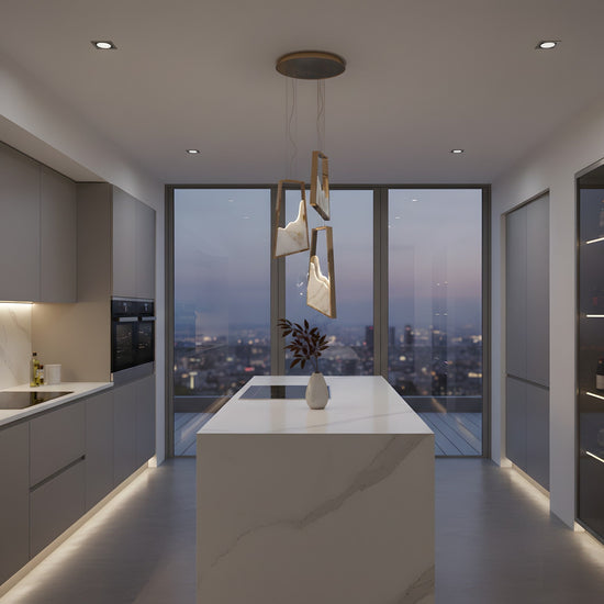 Atria LED Alabaster Cluster Chandelier - Brushed Brass
