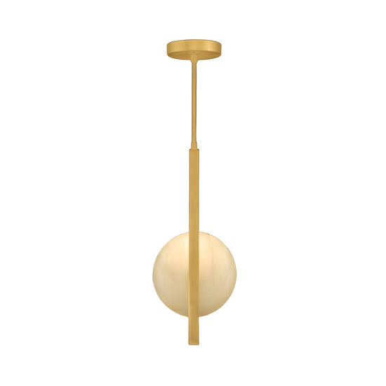Elyra LED Alabaster Single Pendant Light - Brushed Brass
