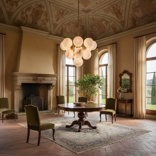 Astra 13 Light Alabaster Cluster Chandelier - Brushed Brass