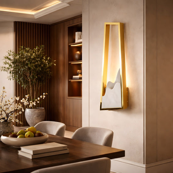 Atria LED Left Alabaster Wall Light - Brushed Brass