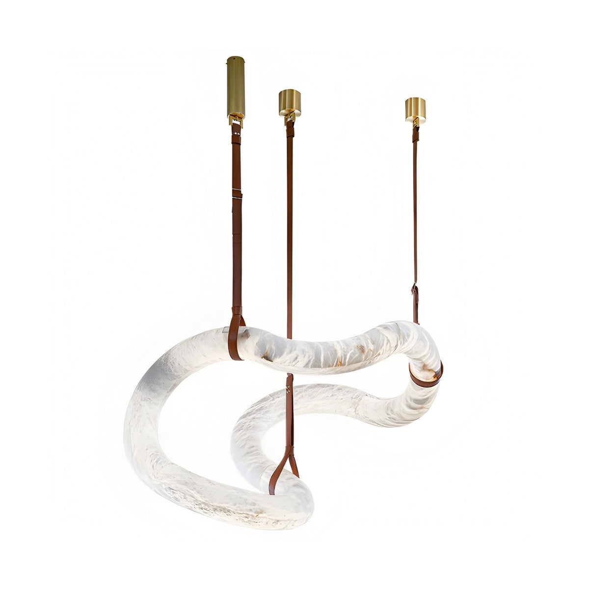 Serava LED Alabaster Asymmetric Pendant Light - Brown & Soft White
