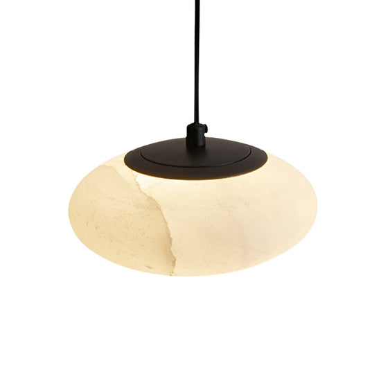 Solenne Small Alabaster Orb Pendant Light - Matt Black