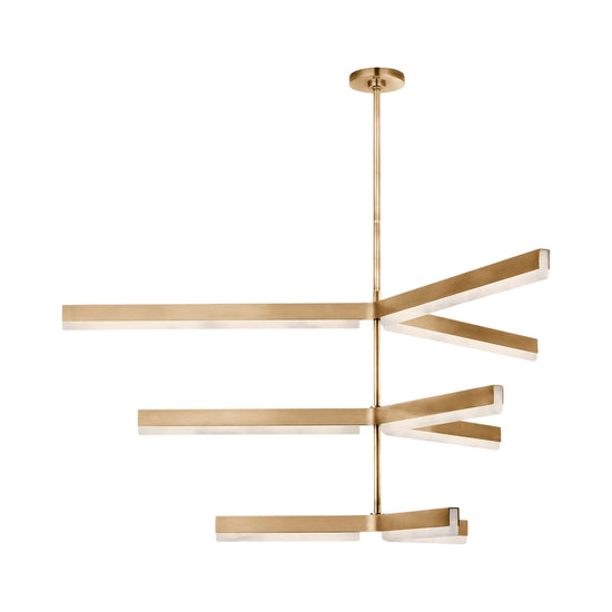 Elvaris LED 3 Tier Radial Alabaster Chandelier - Brushed Brass