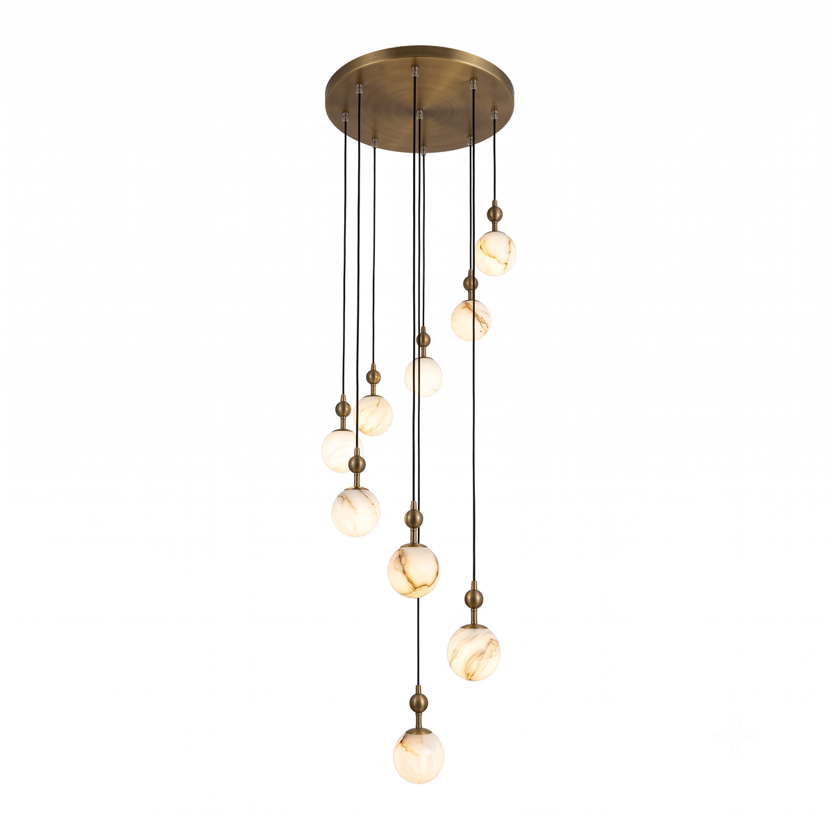 Lorixa 9 Light Cascading Alabaster Chandelier - Brushed Bronze