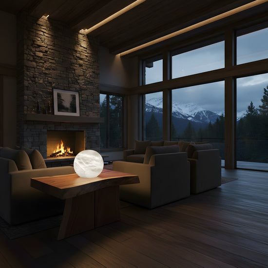 Noreva Sculpted Globe Alabaster Table Lamp - Soft White