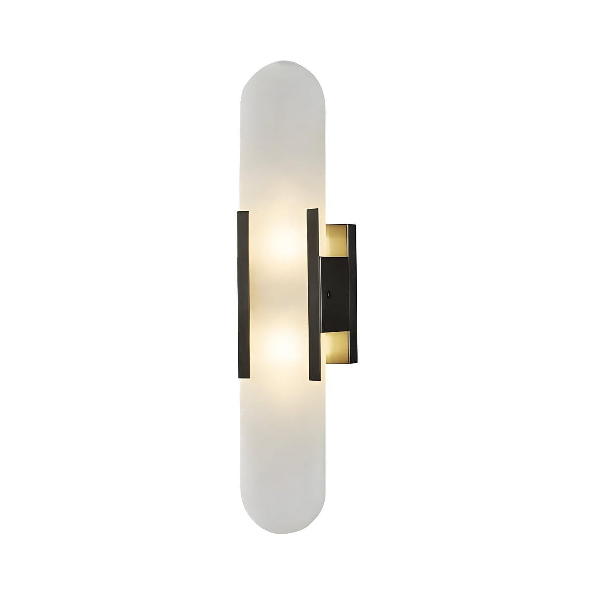 Lirone Large Vertical Capsule Alabaster Wall Light - Soft White & Black