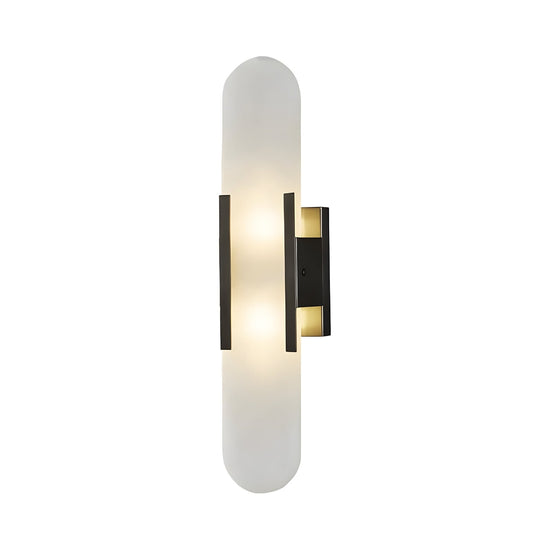 Lirone Large Vertical Capsule Alabaster Wall Light - Soft White & Black