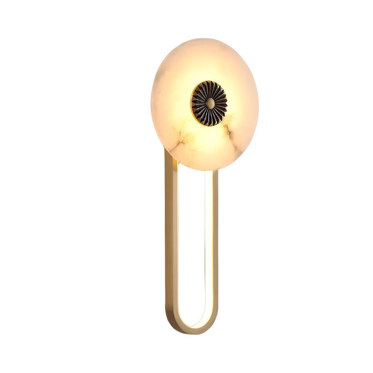 Glintara LED Alabaster Disc Wall Light - Brushed Brass