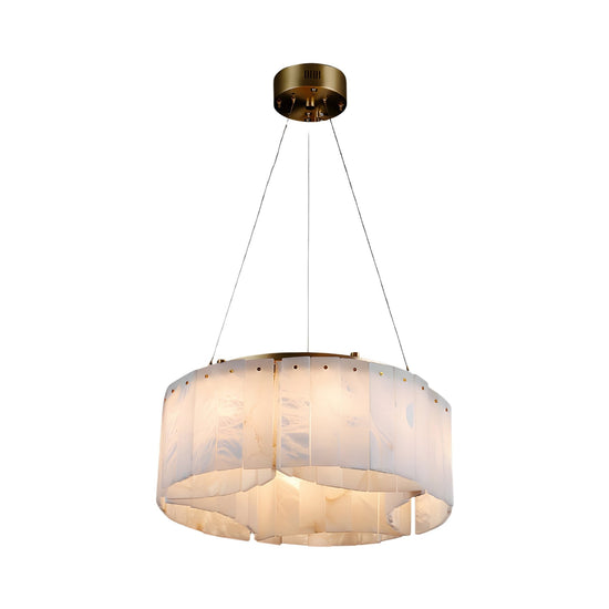 Caldrisa 10 Light Layered Panel Alabaster Chandelier - Brass