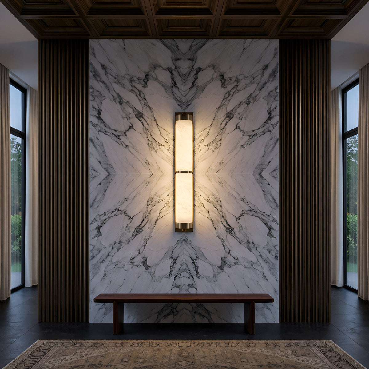 Arelis LED Linear Alabaster Wall Light - Brushed Brass