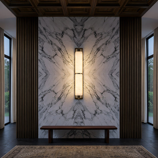 Arelis LED Linear Alabaster Wall Light - Brushed Brass