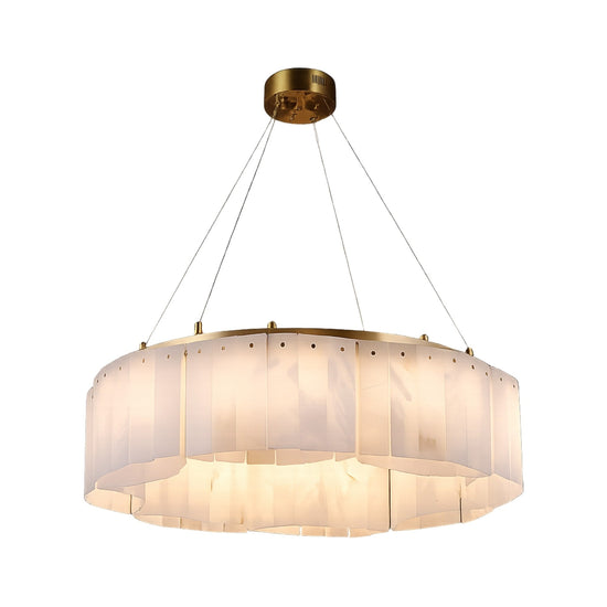 Caldrisa 16 Light Layered Alabaster Chandelier - Brushed Brass