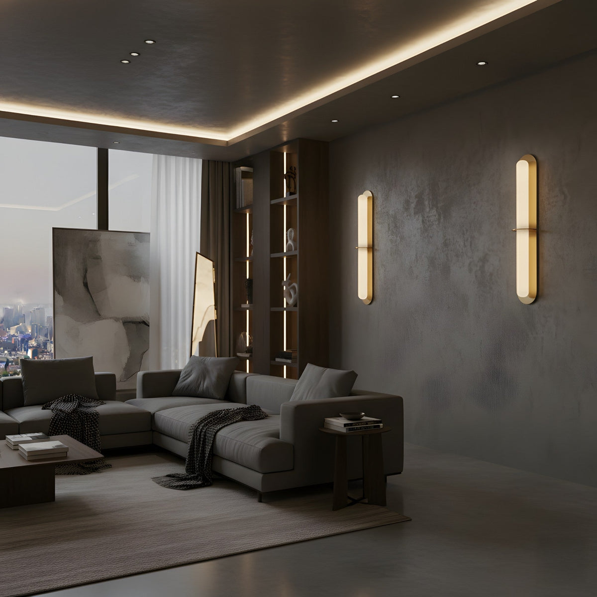 Eliora LED Alabaster Wall Light - Brushed Brass
