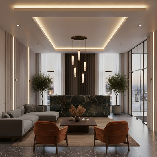 Orluna 5 Light LED Alabaster Cluster Chandelier - Chrome