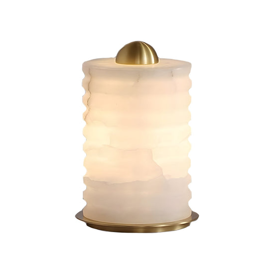 Aurelior LED Small Ribbed Alabaster Table Lamp - Soft White