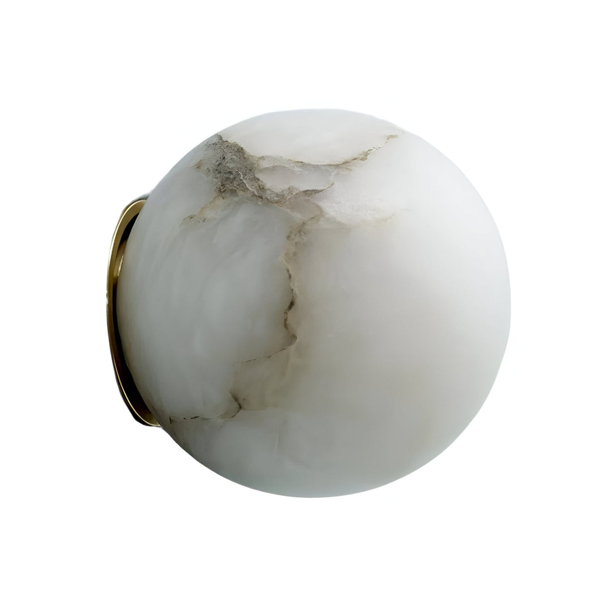 Alviora Alabaster Sphere Wall Light - Soft White & Brass