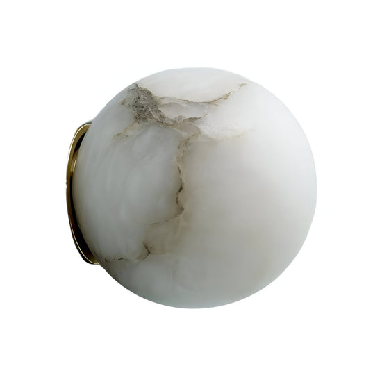 Alviora Alabaster Sphere Wall Light - Soft White & Brass