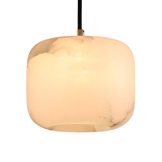 Calvex Rounded Alabaster Pendant Light - Soft White & Brushed Brass