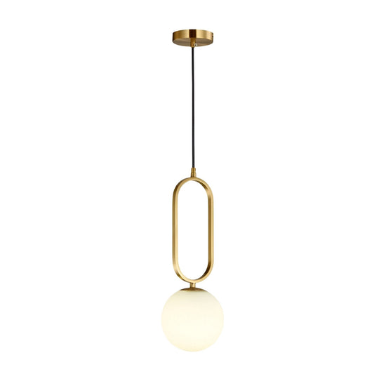 Orvyn Alabaster Globe Pendant Light - Brushed Brass