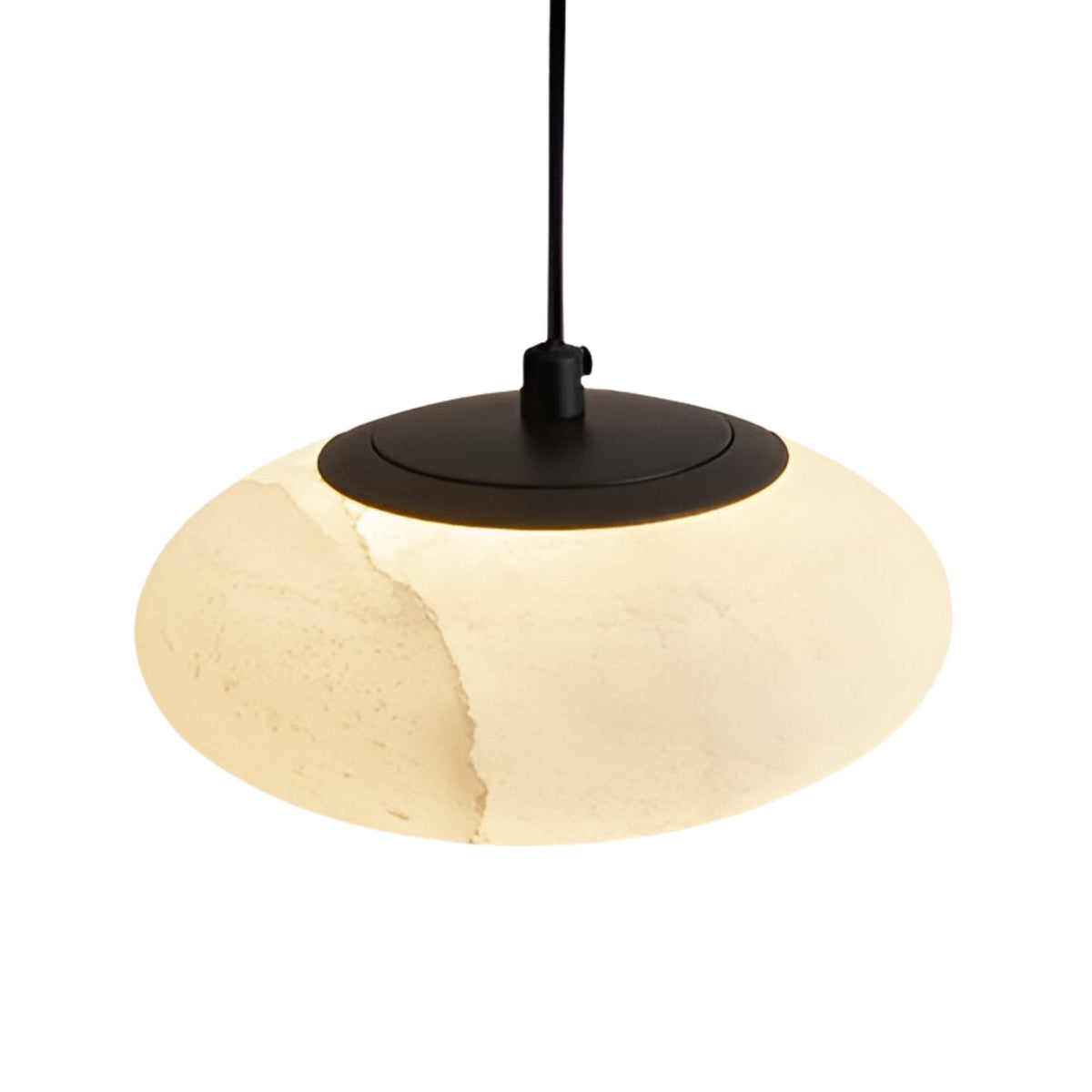Solenne Alabaster Orb Pendant Light - Matt Black