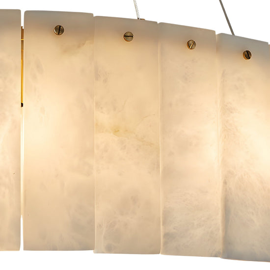 Arvello 12 Light Layered Panel Alabaster Chandelier - Soft White & Brass