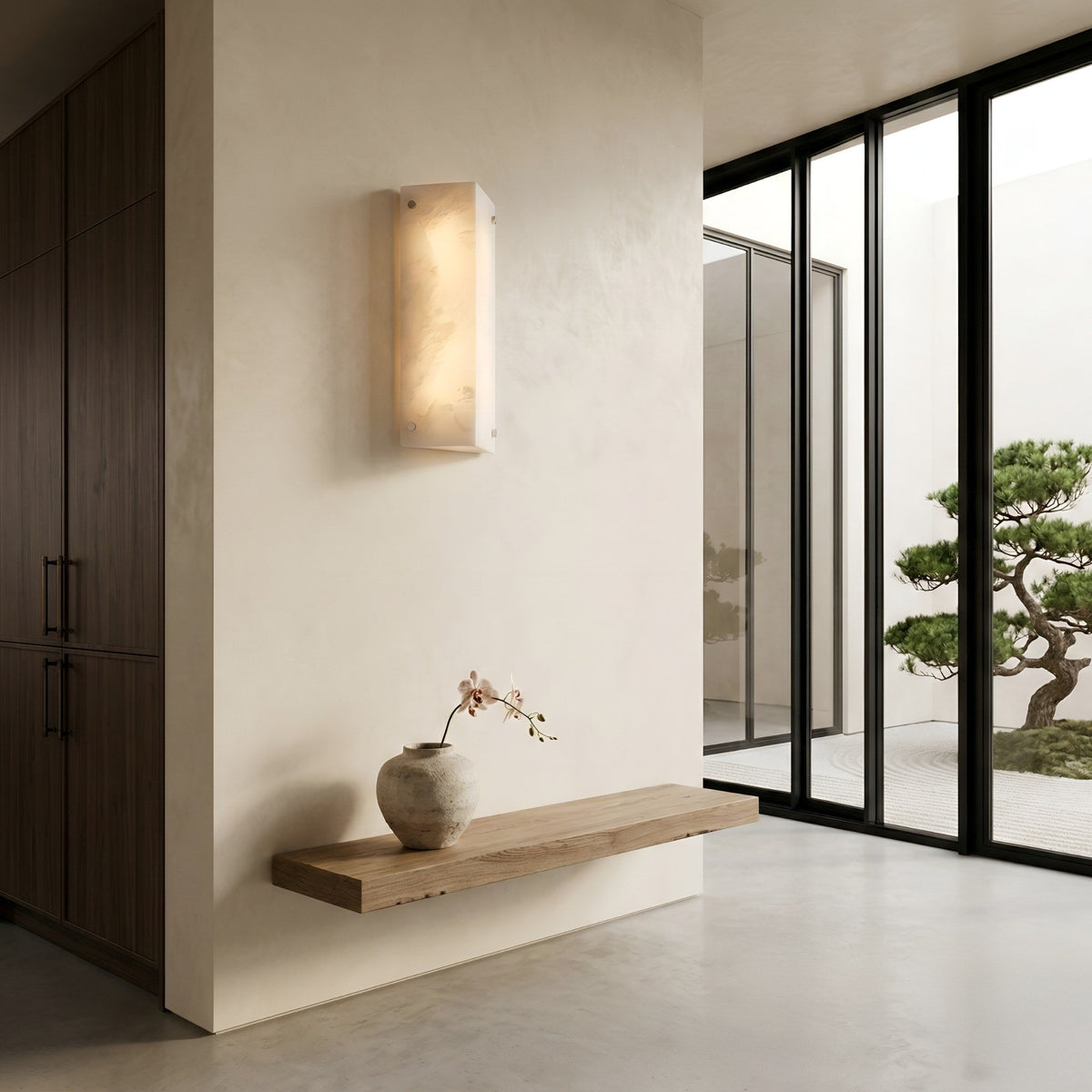 Auralis 1 Light Alabaster Wall Light - Soft White
