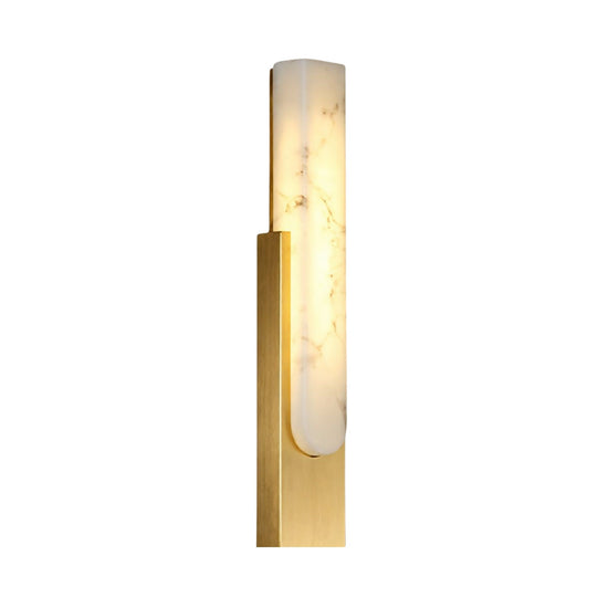Nerava LED Alabaster Column Wall Light - Brushed Brass