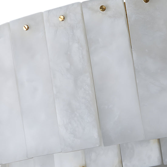 Arvello 12 Light Layered Panel Alabaster Chandelier - Soft White & Brass