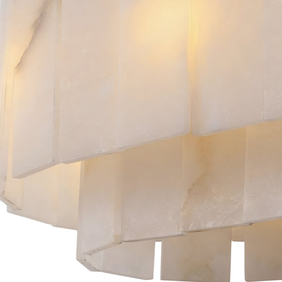 Arvello 12 Light Layered Panel Alabaster Linear Chandelier - Soft White & Brass