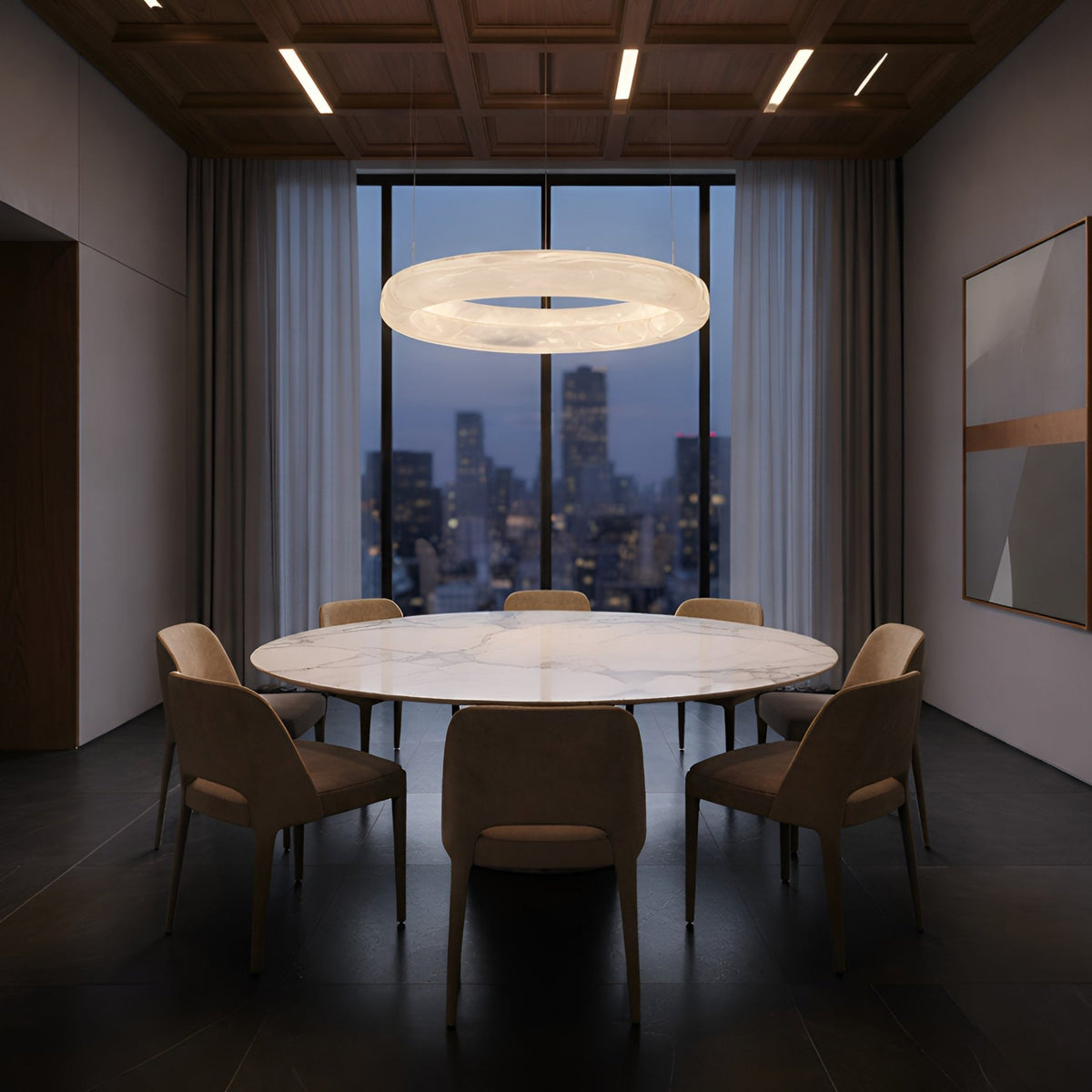 Aurexis LED Floating Ring Alabaster Chandelier
