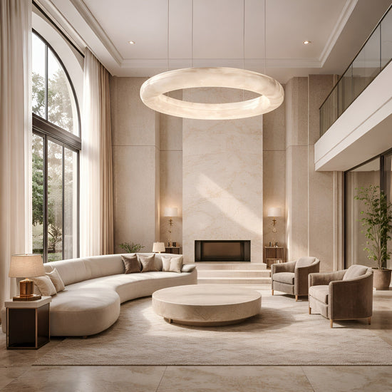 Aurexis 1m LED Floating Ring Alabaster Chandelier - Soft White