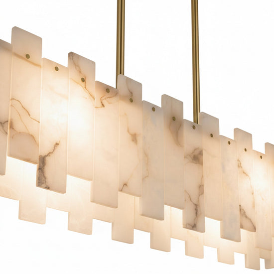 Zarelli 8 Light Interlocking Alabaster Linear Chandelier - Brass