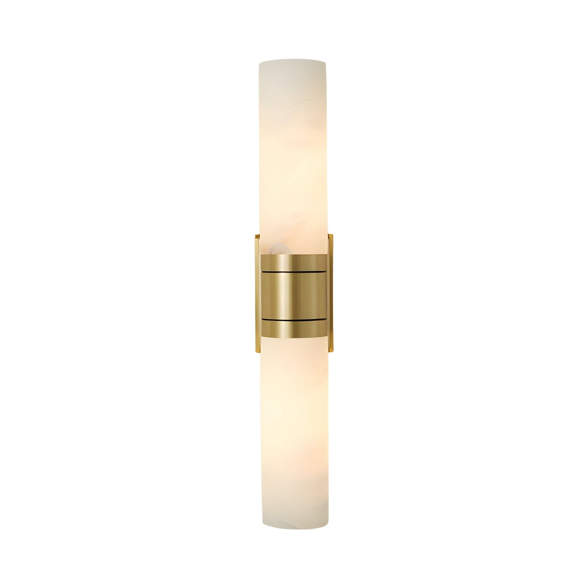 Velaris 2 Light Double Alabaster Wall Light - Brushed Brass