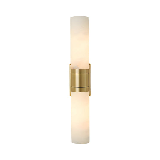 Velaris 2 Light Double Alabaster Wall Light - Brushed Brass