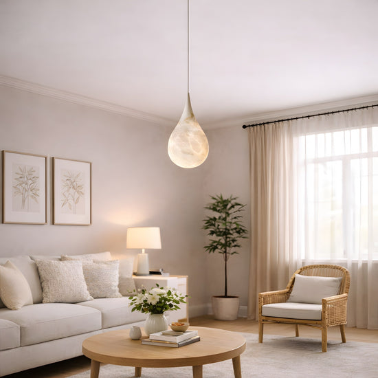 Virello Medium Raindrop Alabaster Pendant Light - Soft White