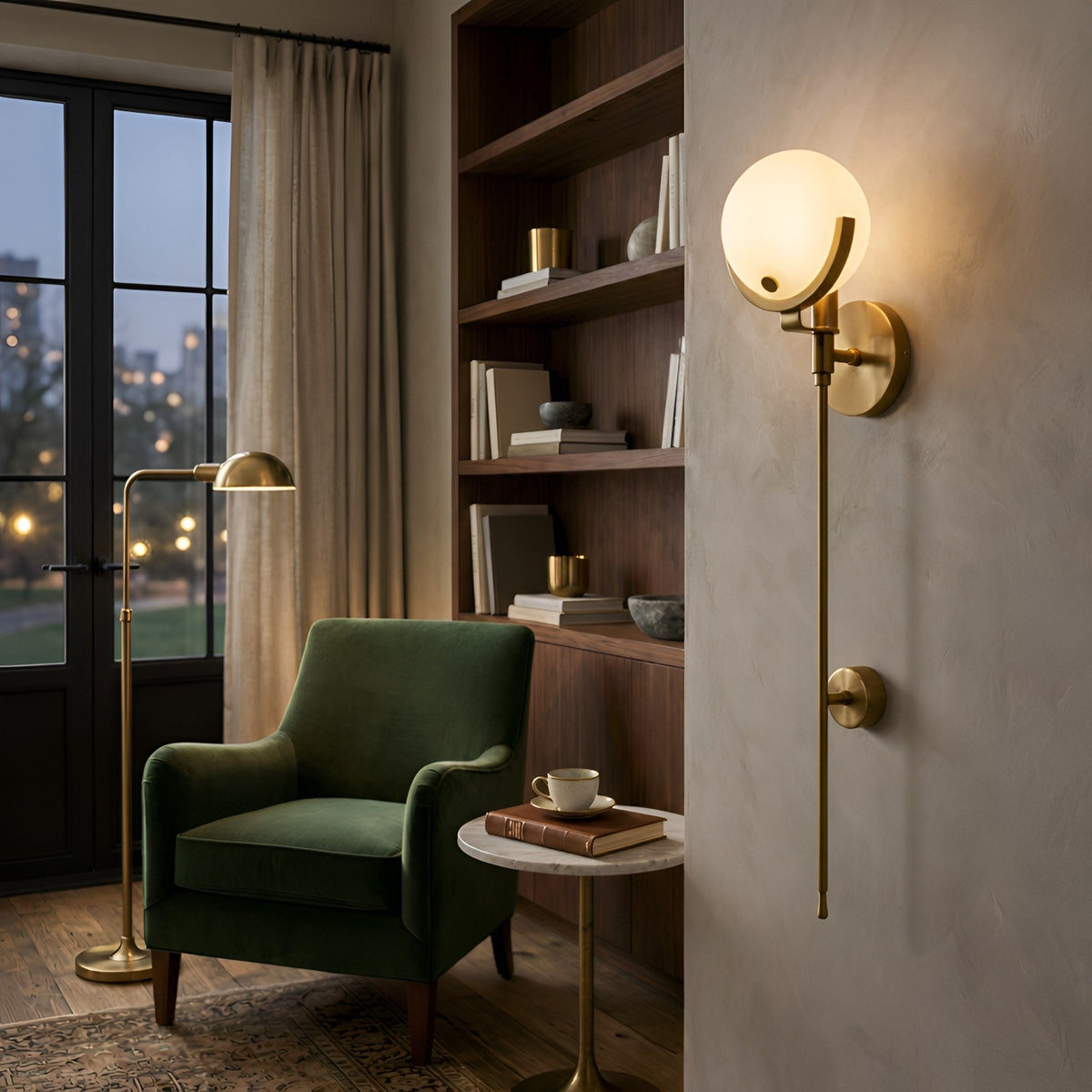 Solara Sphere Stem Alabaster Wall Light